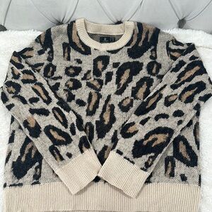 Volcom Black and Tan Crew Neck Sweater with Bold Animal‎ Print